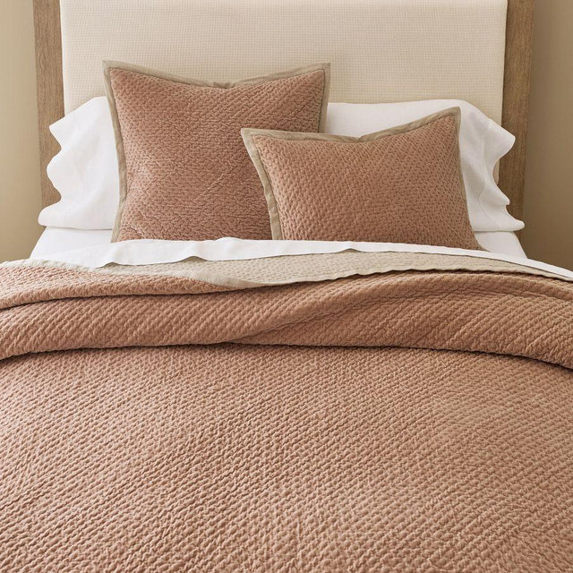 Cross Stitch Velvet Quilt, Rosewood, King/Cal. King