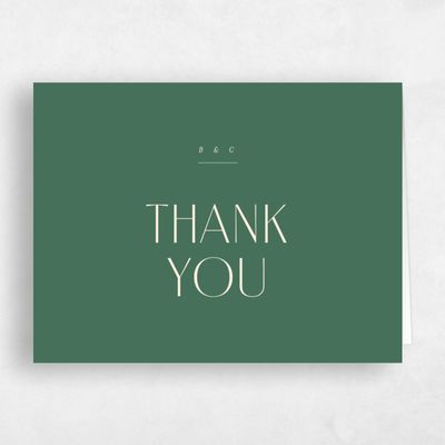 Green Monogram Wedding Thank You - Mendoza Landscape