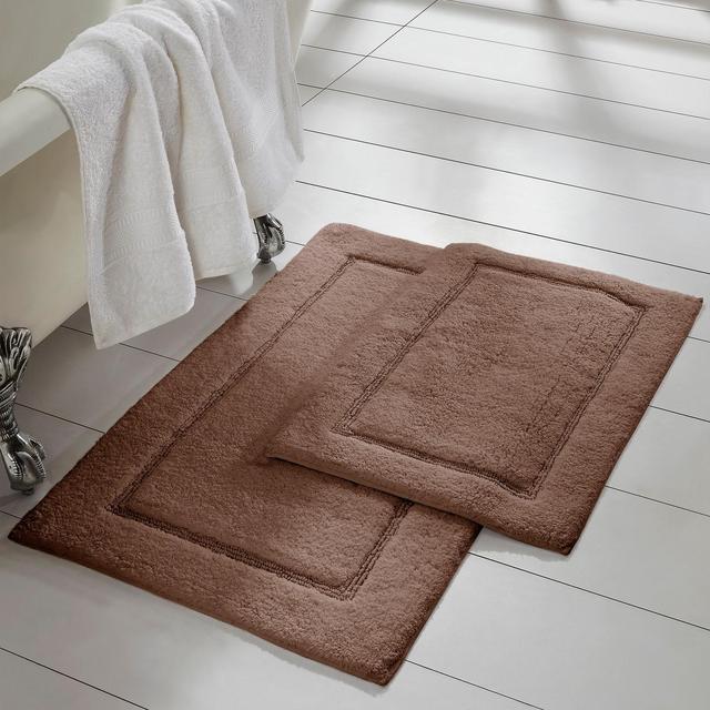 Modern Threads 2 Pack Slip Resistant Backing Bath Mat Set, Mocha