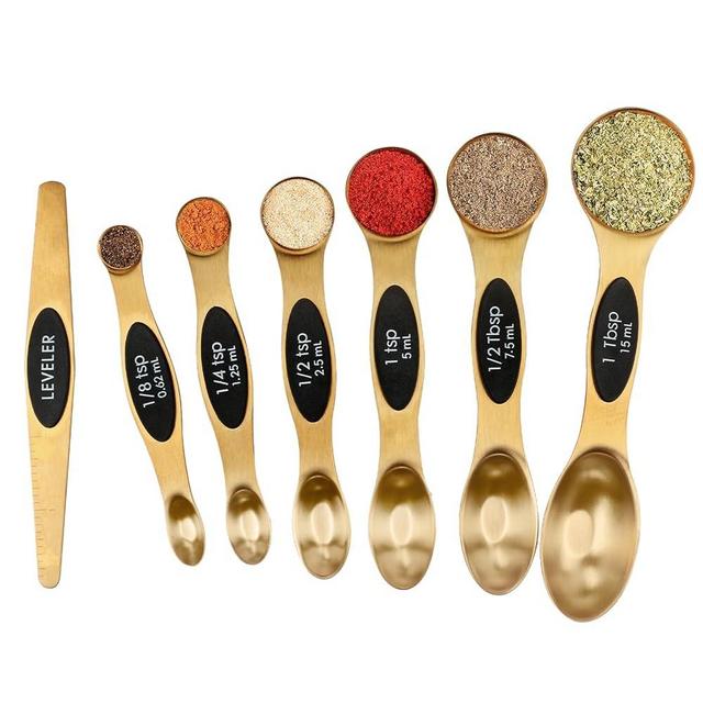 Magnetic Measuring Spoons Set Stainless Steel with Leveler, Stackable Metal Tablespoon Measure Spoon for Baking, Measuring Cups and Spoon Set Kitchen Gadgets Apartment Essentials Fits