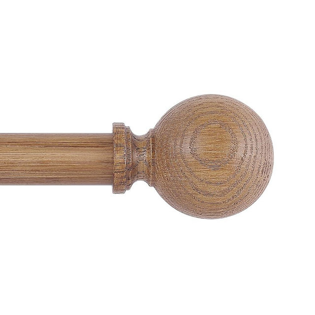 HTZON Wood Curtain Rods for Windows 28 to 48 Inch,1 Inch Wood Grain Ball Adjustable Curtain Rod,Boho Heavy Duty Curtain Rods,Farmhouse Rustic Single Window Curtains Rods,Brown Drapery Rods Set 18-45"