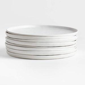Mercer White Porcelain Salad Plates, Set of 8 (Shiny White) | Crate & Barrel