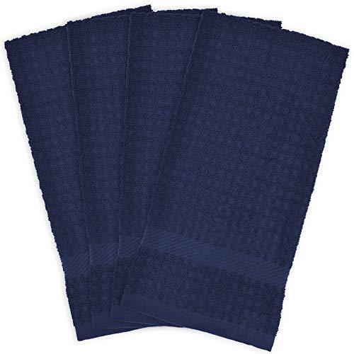 DII Cotton Waffle Terry Dish Towels, 15 x 26" Set of 4, Ultra Absorbent, Heavy Duty, Drying & Cleaning Kitchen Towels-Nautical Blue