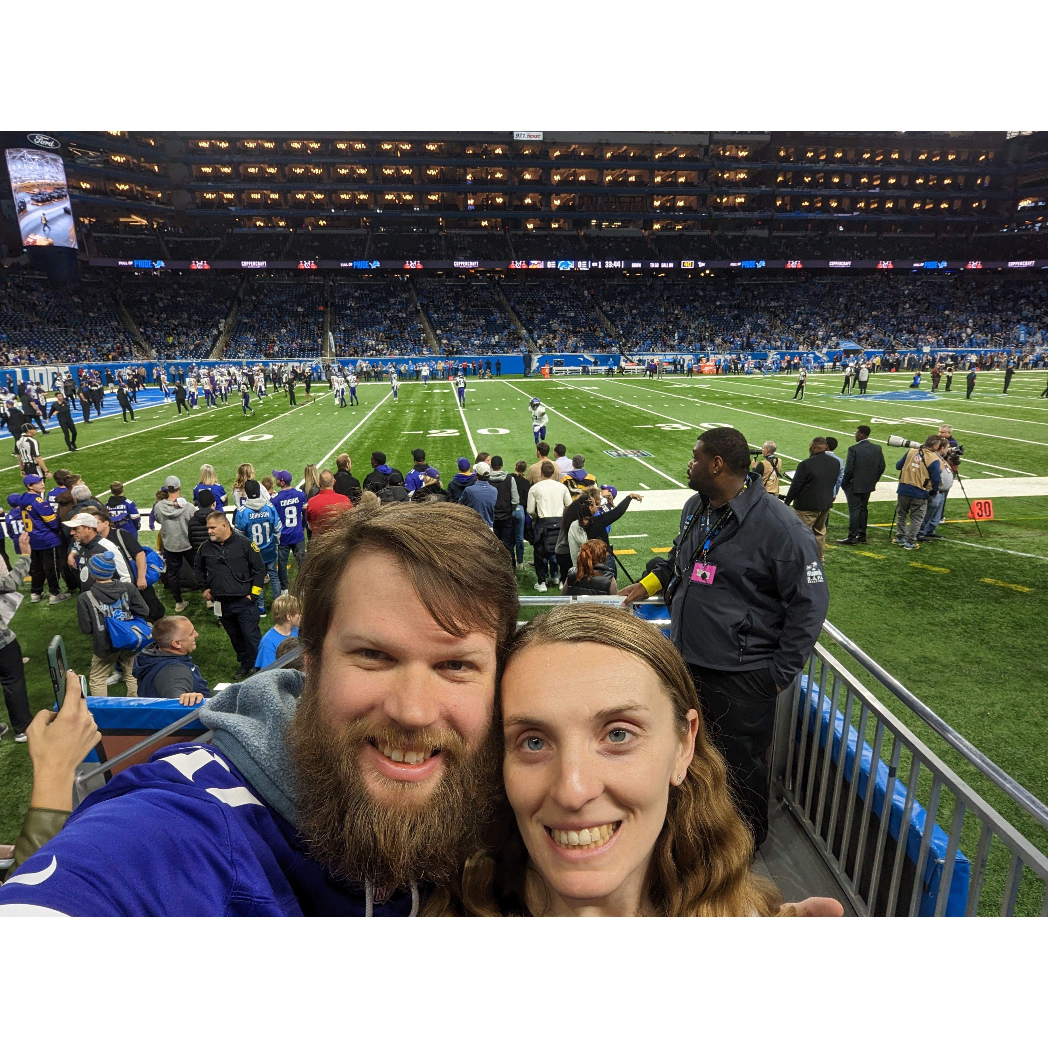 We got some great seats to watch a Vikings game in Detroit