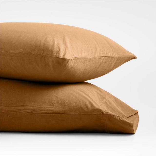Organic Cotton Brulee Brown Standard Pillowcases, Set of 2