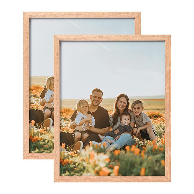 ATOBART 8x10 Set of 2 Oak Wood Picture Frame Solid Wood Photo Frames Wall Mounting or Tabletop Natural Wood Color Living Room Bedroom Farmhouse Decor