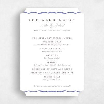White Ticket Wedding Program - Perkins