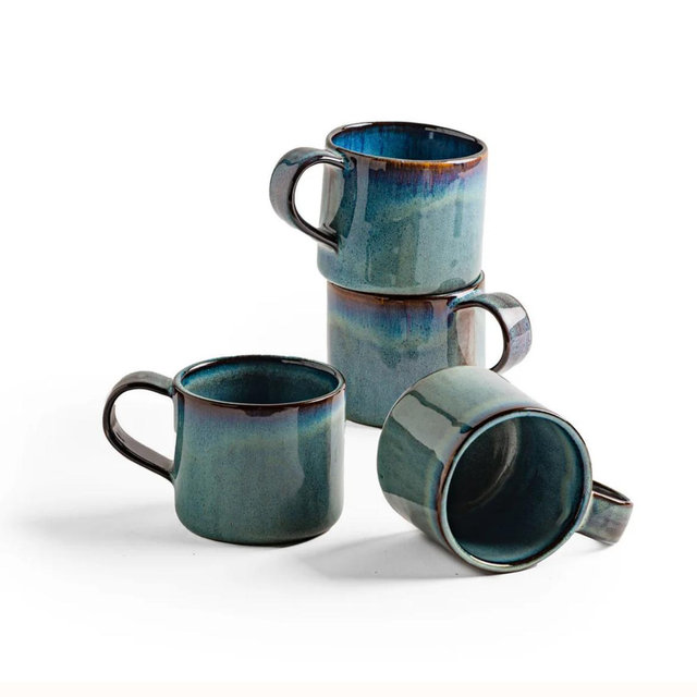 Set of 4 Soujourn Pottery Coffee Mugs in “Coastline”
