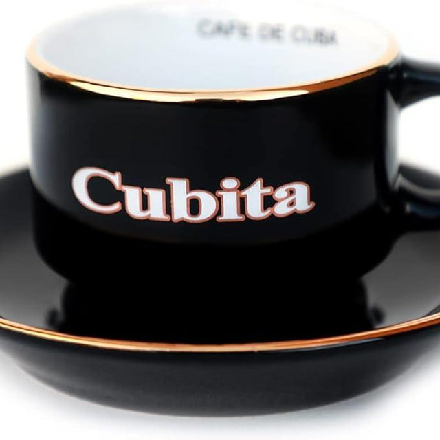 Espresso Cups Set for Cuban coffee, 4 Small Ceramic Cups with Matching Saucers (3 oz) - Tazas de cafe Cubita