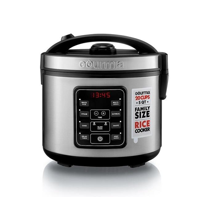 Digital 20-Cup Rice Cooker & Steamer, 5-Qt One-Touch 8-in-1 Cooker w/Delay Timer & Warm