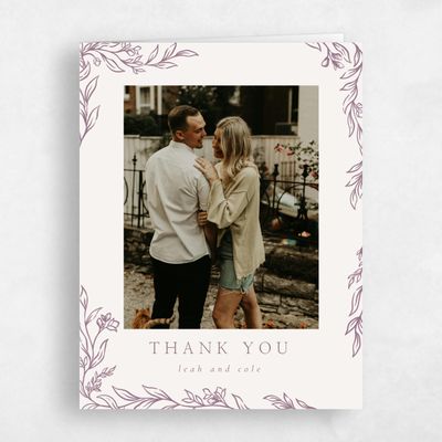 Light Oatmeal, Purple Wedding Thank You - Fiora Photo