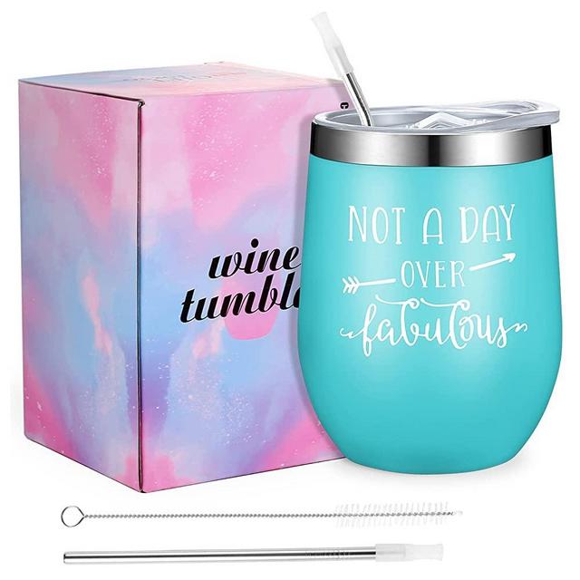 Gift for Women 12 oz Wine Tumbler Cups Wine Tumbler With Lid Tumblers Water Glasses Wine Champagne Glasses Stainless Steel Tumbler Stemless Cups