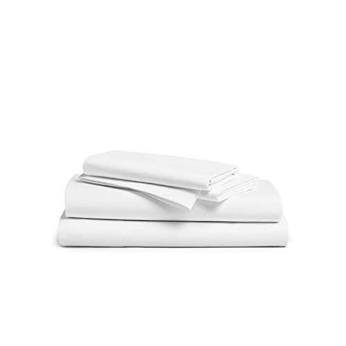 Brooklinen Luxe Core Sheet Set for Full Size Bed, Solid White - 4 Piece Set (1 Fitted Sheet, 1 Flat Sheet + 2 Pillowcases)