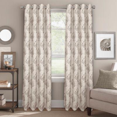Bastille Script 63-Inch Grommet 100% Blackout Window Curtain Panel in Neutral
