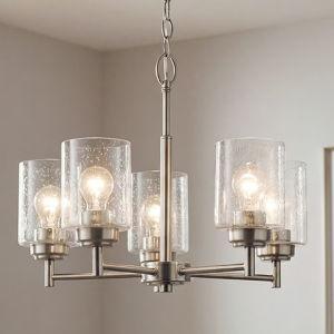 Kichler Winslow 5 -Light Brushed Nickel Seeded glass Metal Chandelier