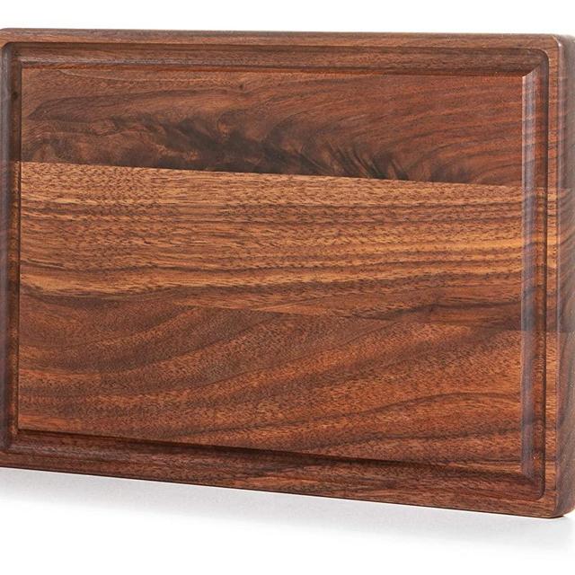 Small Cutting Board by Mevell with Juice Grooves, Made from American Black Walnut, Perfect for Mincing, Cheese Plater (Walnut, 12x8x0.75)