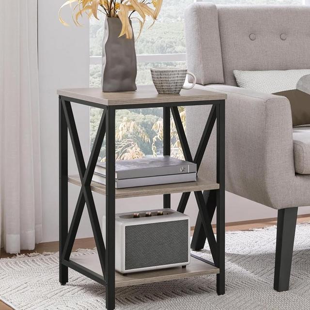 Set of 2 Farmhouse Living Room End Tables - Grey