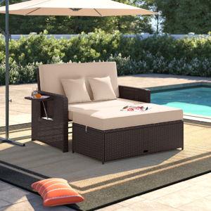 Wade Logan® Armonee 67" Wide Outdoor Loveseat with Cushions
