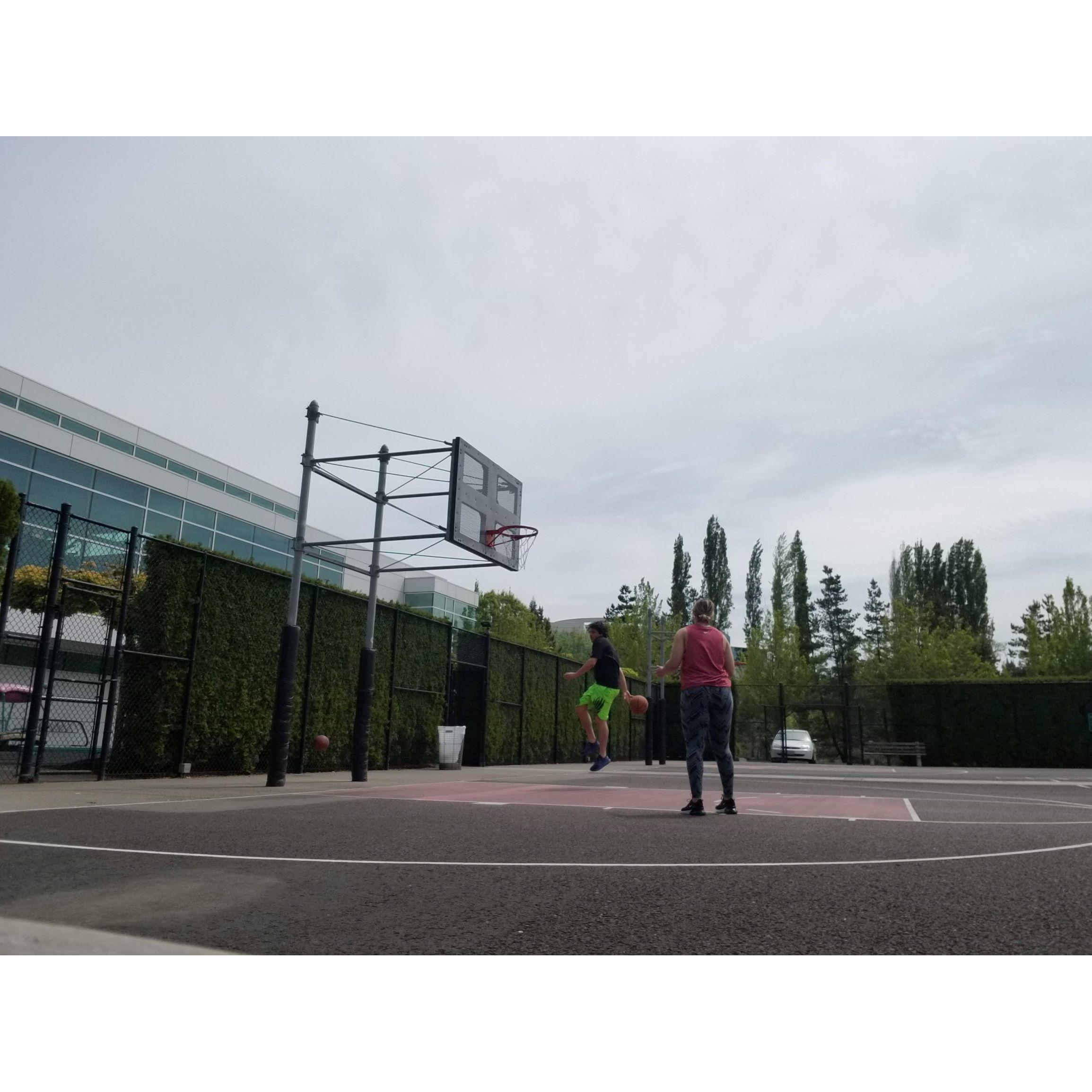 Shooting hoops together