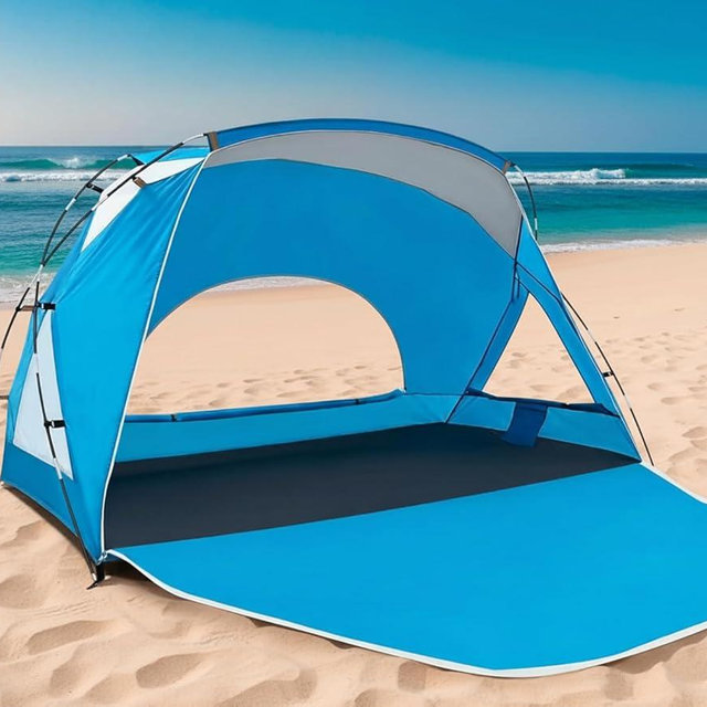 Beach Tent, Portable Sun Shelter for 2/3/4/6-8 Person with UPF 50+ UV Protection, Easy Setup Waterproof Beach Shade Canopy Cabana for Family Outdoor and Picnics, Fishing with Carrying Bag