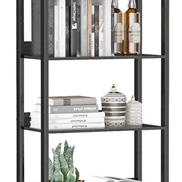 Furologee 6-Tier Bookshelf, Tall Bookcase with 2 Drawers Storage Organizer, Industrial Display Free Standing Shelf Units, Wood and Metal Storage Rack for Home Office, Bedroom, Black Oak