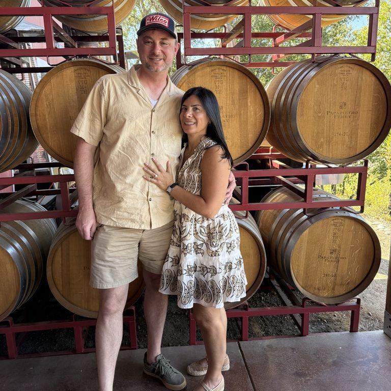 Post-engagement, enjoying all that California wine country has to offer.