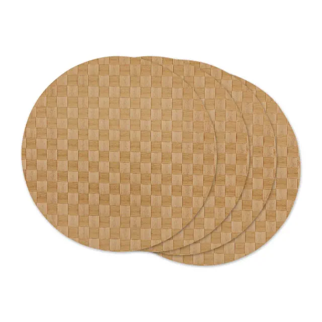 Design Imports Natural Basketweave Round Woven Placemat Set/4