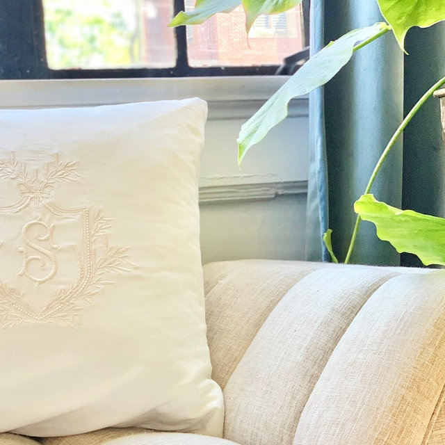 Wheat Crest Chic Monogrammed 18x18 Inch Decorative Pillow Cover (COVER ONLY) Throw Pillow, Wedding Gift, Hostess Gift, Baby Shower, Nursery