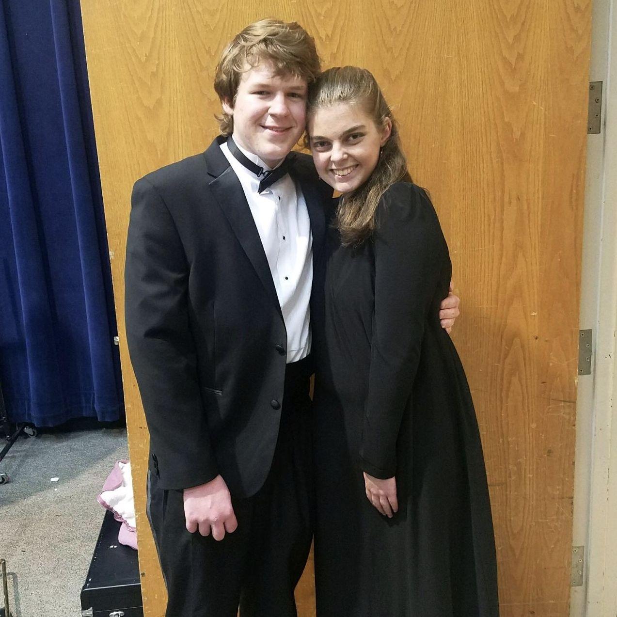 We met in high school band class, and this was taken after our Christmas concert!