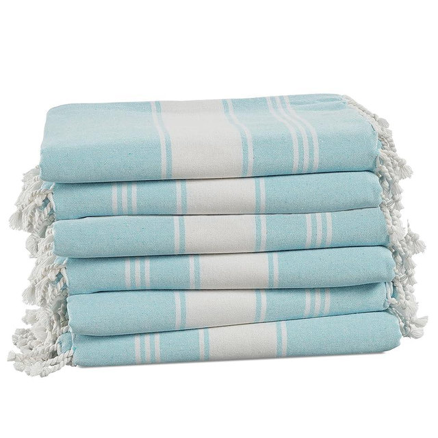 LANE LINEN Turkish Beach Towels Set of 6, Oversized Beach Towel, Lightweight Beach essentials for Women, Large Pool Towel, Absorbent & Quick Dry, Sand Free Beach Towel, 39"x71" - Aqua