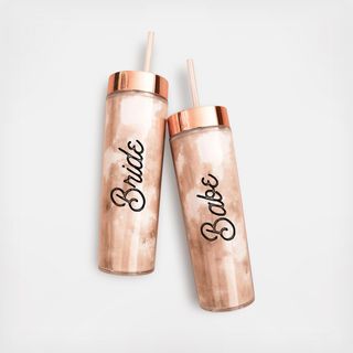 Bridal Party Tie Dye Script Print Tall Tumbler