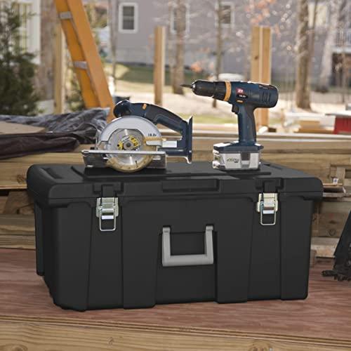 Sterilite 18429001 Footlocker, Black w/Titanium Handle & Galvanized Steel Latches,