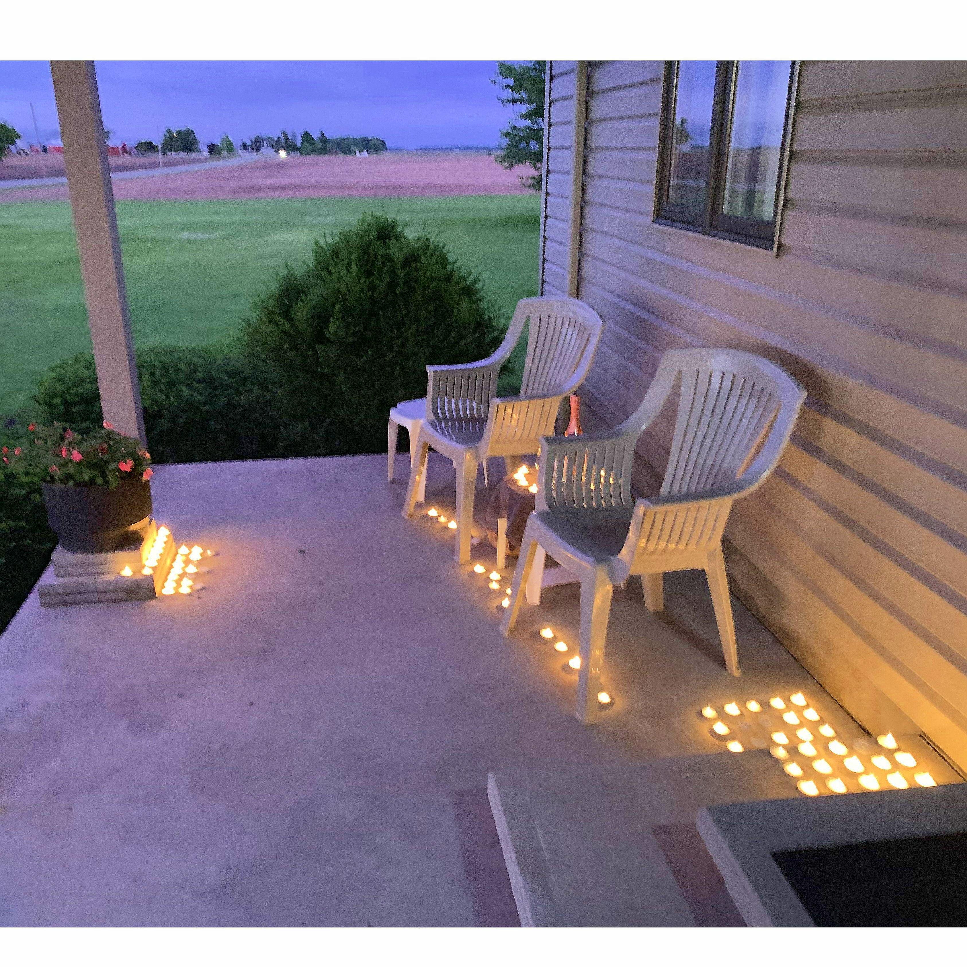 The stage is set with tealight candles...