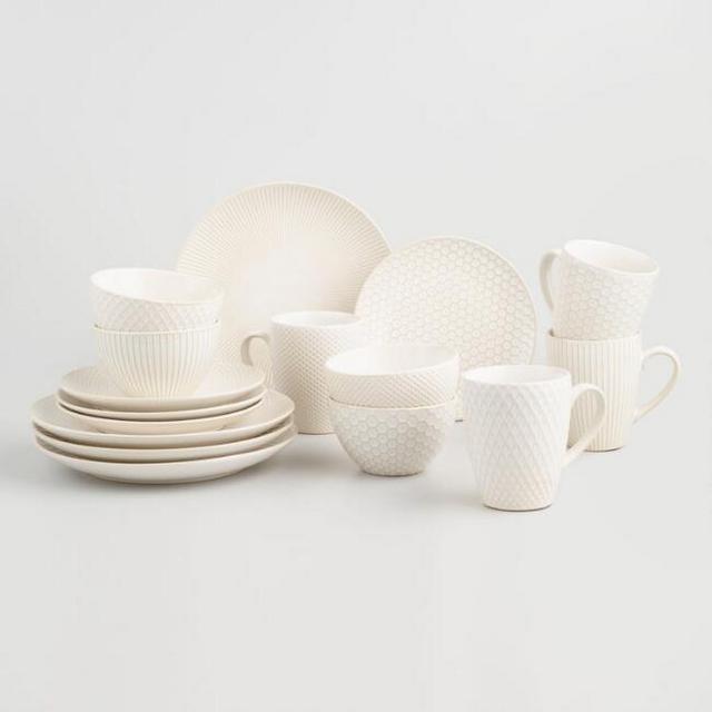 White Textured Stoneware Dinnerware Collection