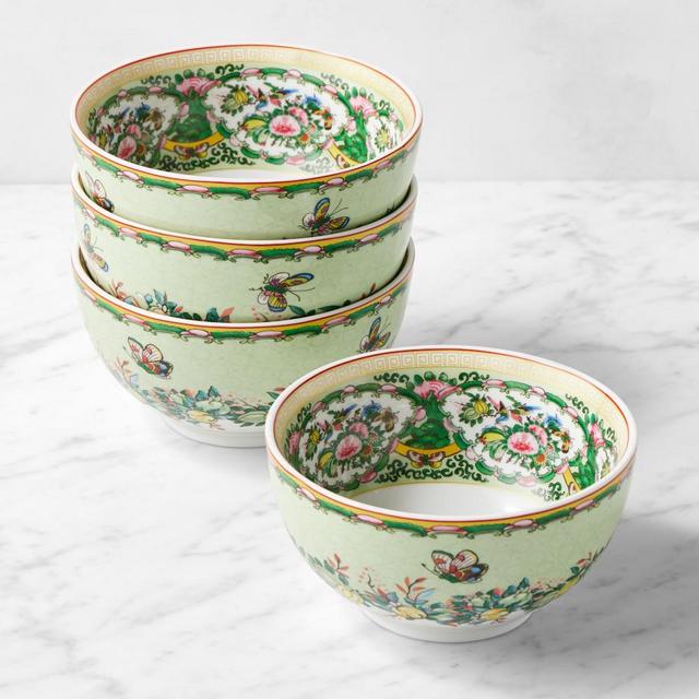 Famille Rose Cereal Bowls, Set of 4, Green