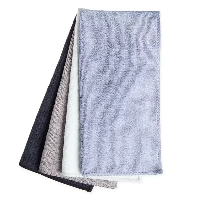 Simply Essential™ 4-Pack Microfiber Cloth in Black/Blue