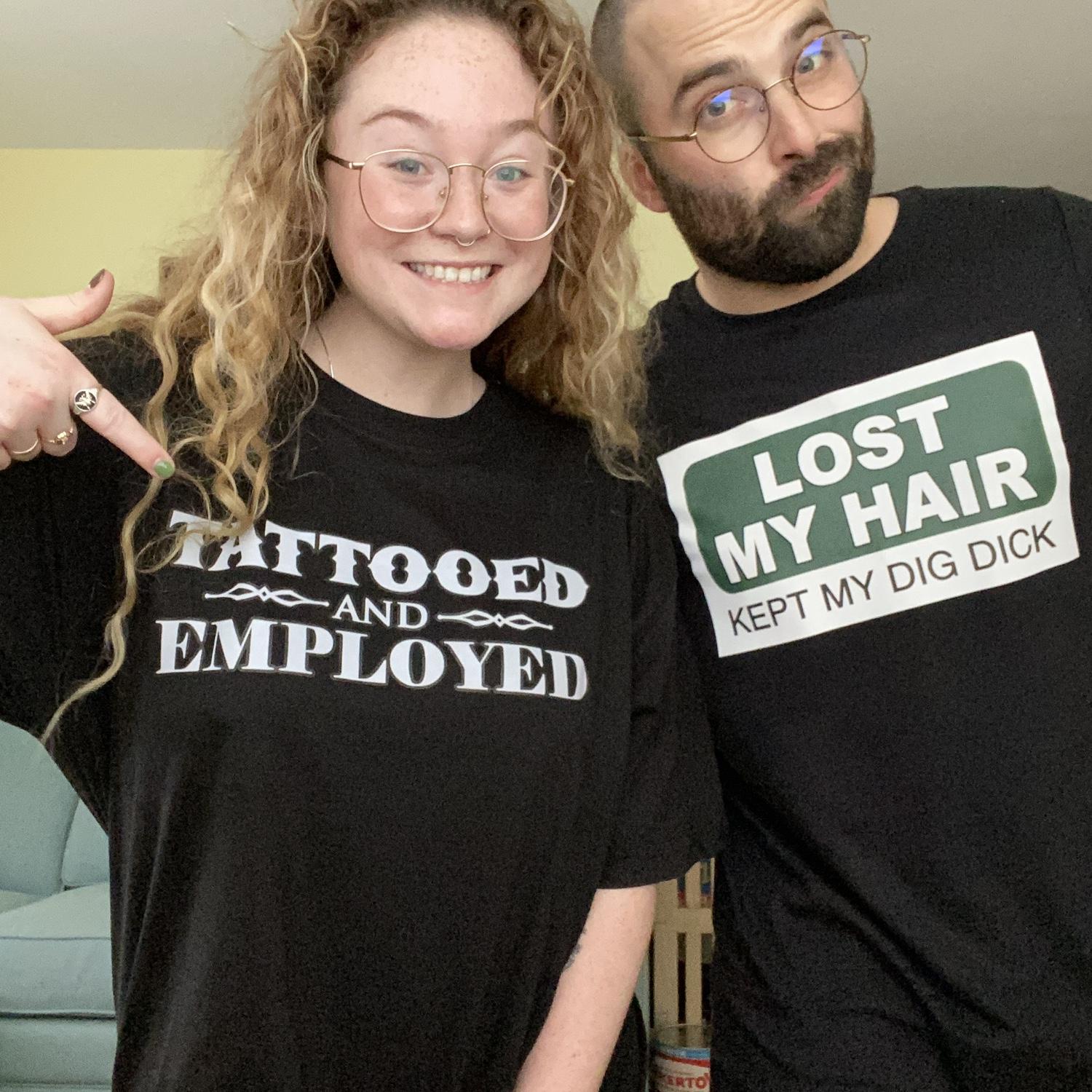 We decided to buy each other tacky t-shirts