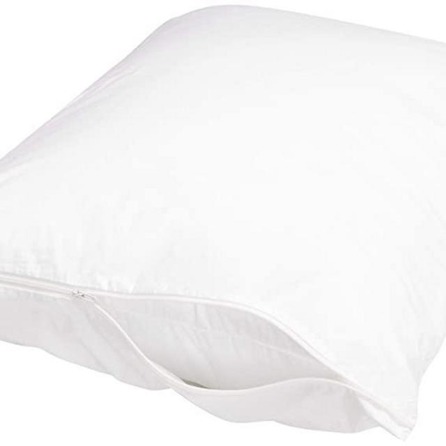 Amazon Basics 100% Cotton Hypoallergenic Pillow Protector Case - Standard, White