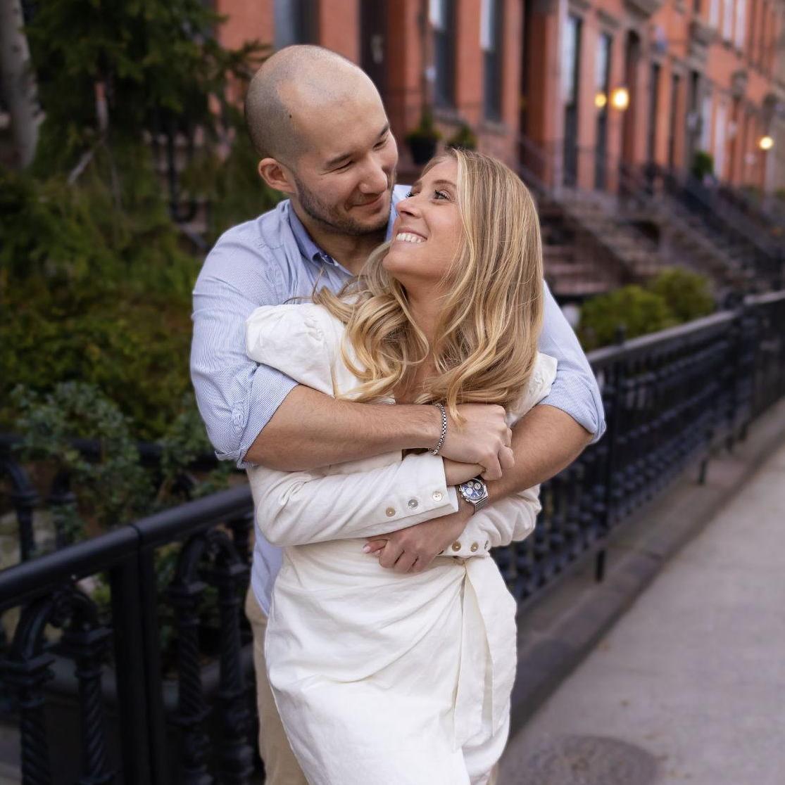 April 2022 outside their home in Hoboken where the bride and groom have lived together since October 2020!
