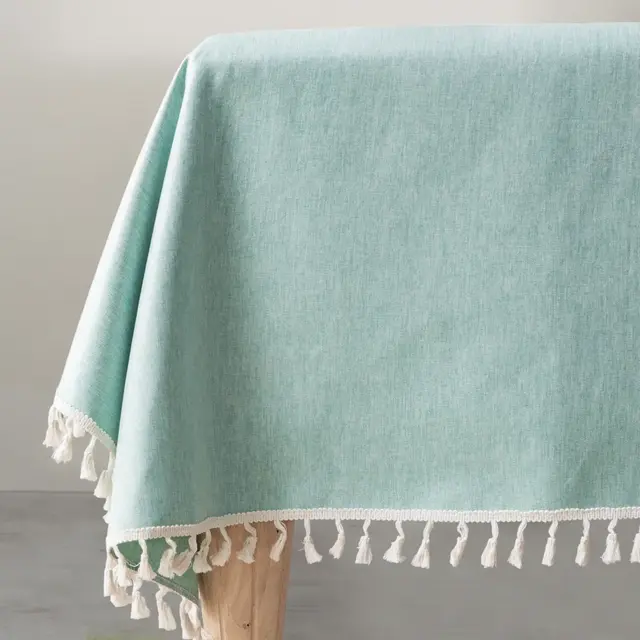 Unique Bargains Wrinkle Free Tablecloths Light Green 55.12"x35.43"
