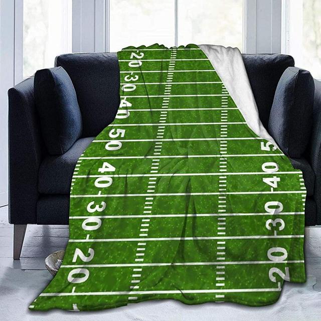 Jreergy Flannel Fleece Blanket - American Football Field Green Throw Blanket for Bedroom Couch Travelling,Comfortable All Season Air Conditioning Blanket for Adult Chidern