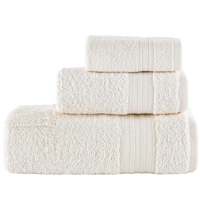 Hammam Linen Bath Towel Set 3 Pieces Soft and Absorbent, Premium Quality 100% Cotton 1 Bath Towel 1 Hand Towel 1 Washcloth (Sea Salt)