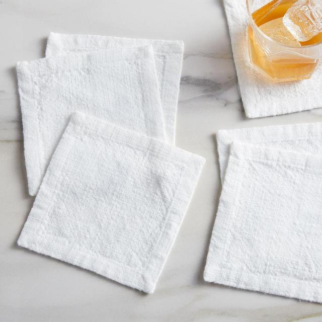 Slub Cotton Table Linens, White, Set of 6