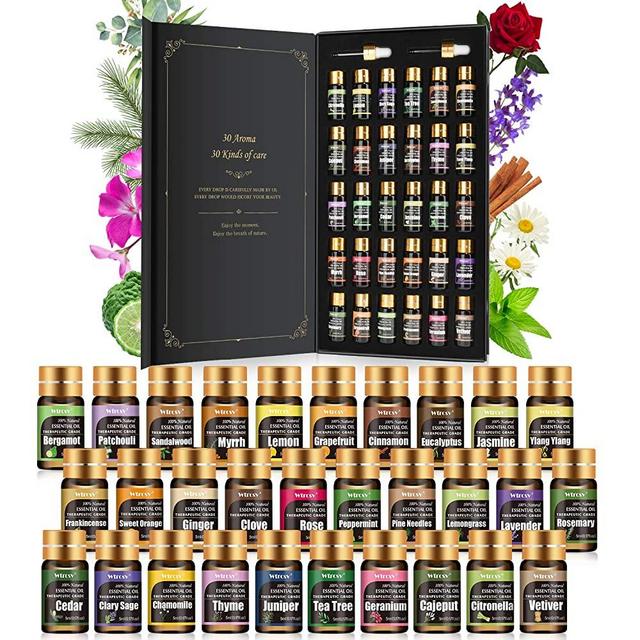 Essential Oils Set -Therapeutic Grade Essential Oils - 100% Natural Essential Oils-Perfect for Diffuser, Humidifier,Aromatherapy, Massage,Skin & Hair Care,30x5 ML