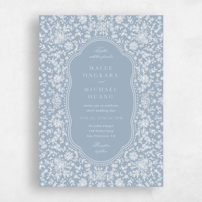 Powder Blue Wedding Invitation - Justine Portrait