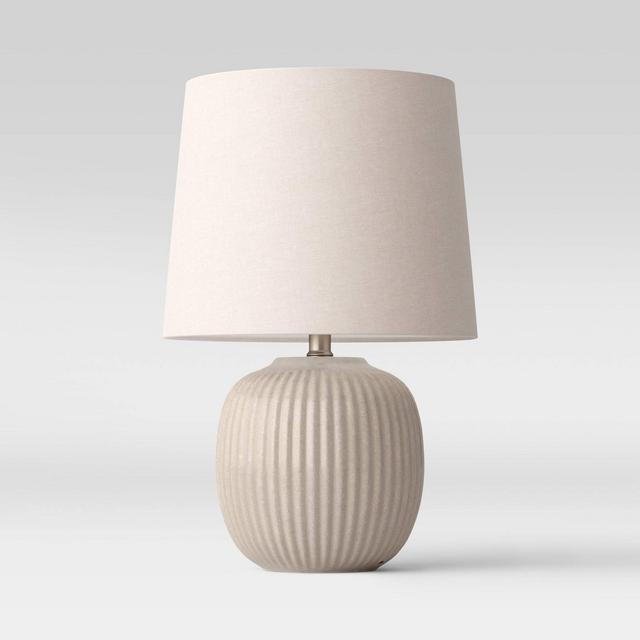 Large Ribbed Ceramic Table Lamp Tan - Threshold™
