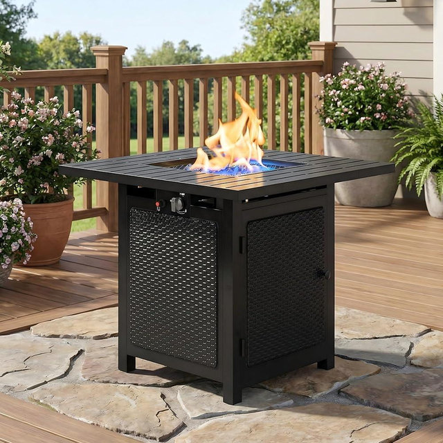 Wisteria Lane 30" Propane Fire Pit Table, 50,000 BTU Gas Fire Pit for Outside, Outdoor Fire Pit with CSA Certification, Rattan-Like Wicker Look for Patio Deck Garden Backyard Balcony