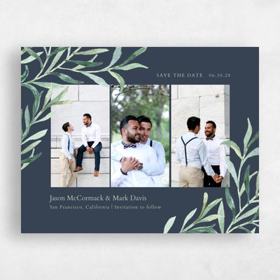 Grayed Navy, Grey Wedding Save the Date - Eastwick Trio