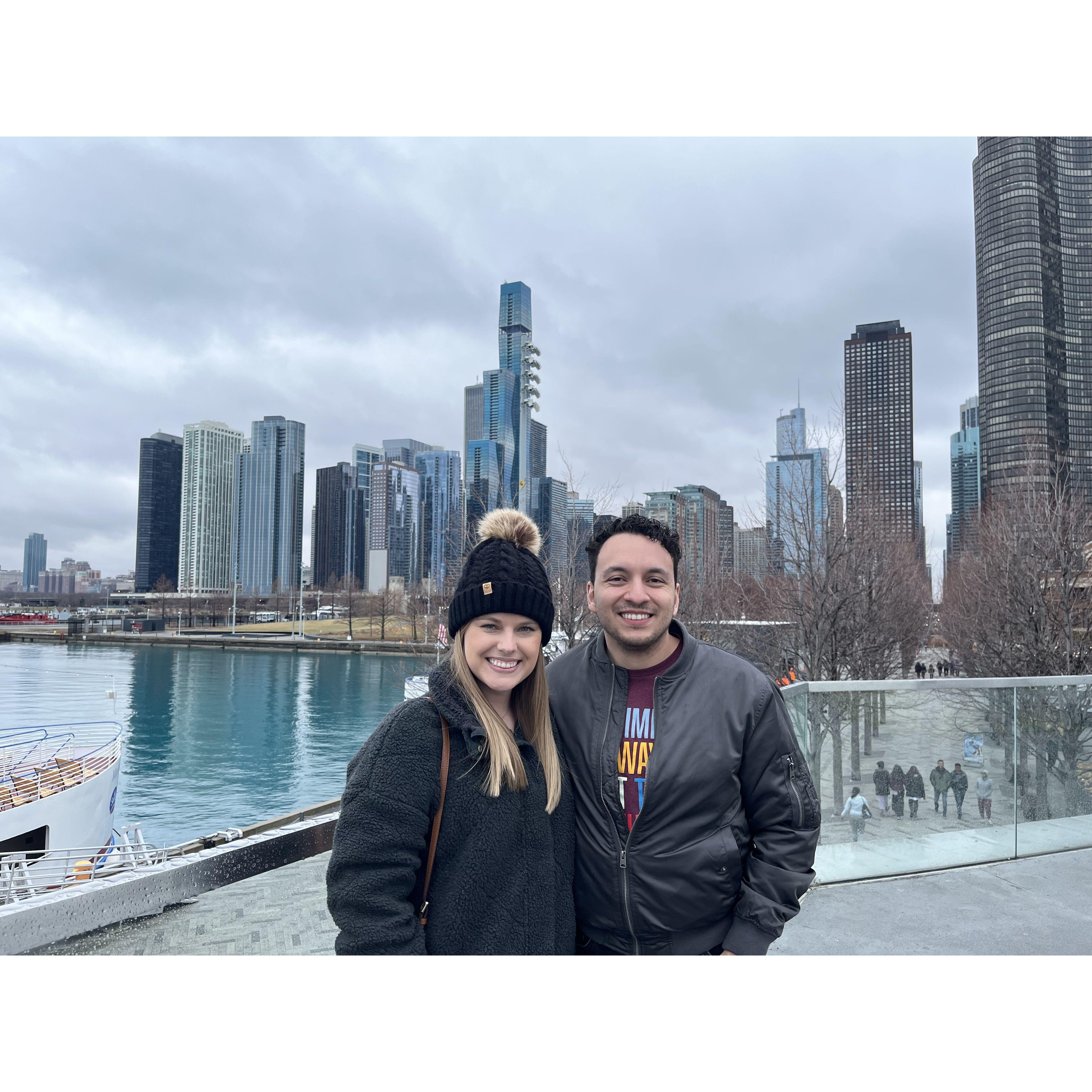 We rode the Chicago ferris wheel right before this picture was snapped!