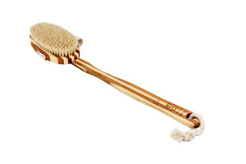 Bass 76 Striped Bamboo | Oval Style Body Brush with Natural Bristles